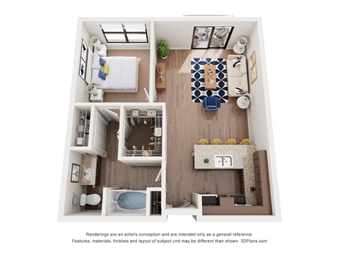 Floor plan for 1 bed, 1 bath, 780 sqft